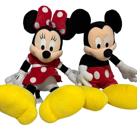 Disney Parks Original Mickey Mouse & Minnie Mouse Stuffed Plush Animals Pair - Picture 1 of 8